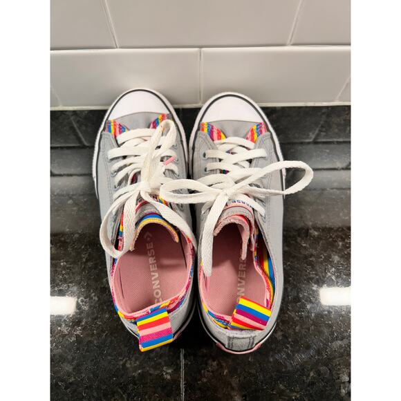 Converse All Star Girls Rainbow‎ Stripe Low Sneaker Shoes Running 669818F Gray 2 - Picture 7 of 10